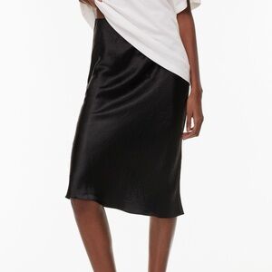 Aritzia Babaton Black Midi Satin Skirt | Size 8